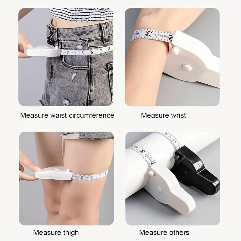 White Automatic Retractable Body Measuring Tape, 60 Inch (150cm), PVC Blade, Positive Lock, for Sewing, Knitting Supplies, Fitness & Crafts.