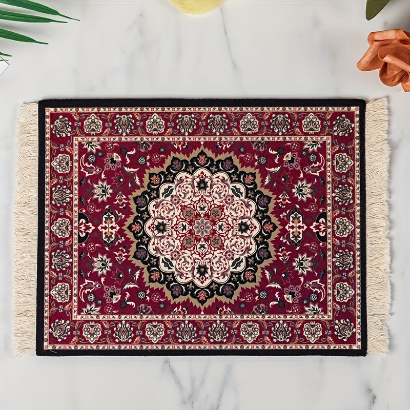 1pc Persian mini braided mouse pad with retro style pattern, ideal for home or office decor.