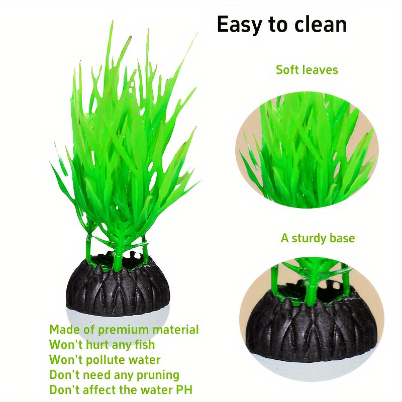 15-piece set of artificial aquatic plants made from safe and non-toxic PE material for aquariums, office fish tanks, and household aquatic decoration.