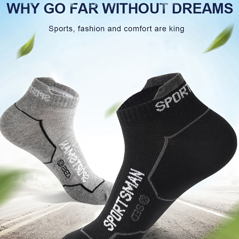 6 pairs of breathable men's short socks for all seasons, sweat-absorbing and sweat-resistant.