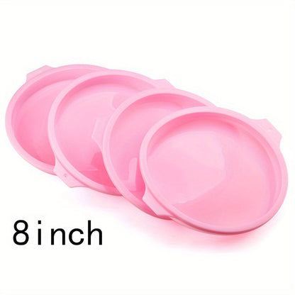 Set of 4 Silicone Layered Cake Molds in Round Shape (15.24cm/20.32cm), Perfect for Toast Bread, Cakes, and Pastries. Non-Stick and Easy to Use Baking Tools for Your Kitchen. Great Addition to Your Kitchen Gadgets and Accessories Collection.