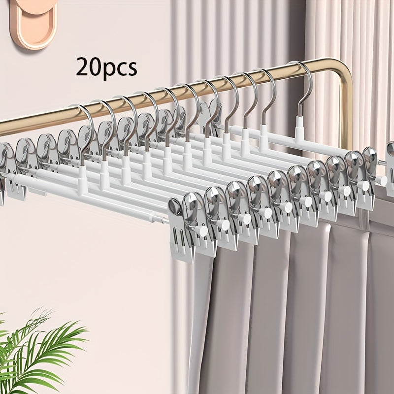 Adjustable Metal Pants Hangers - Set of 10, Non-Slip, Space-Saving Closet Organizer for Skirts, Underwear, and More