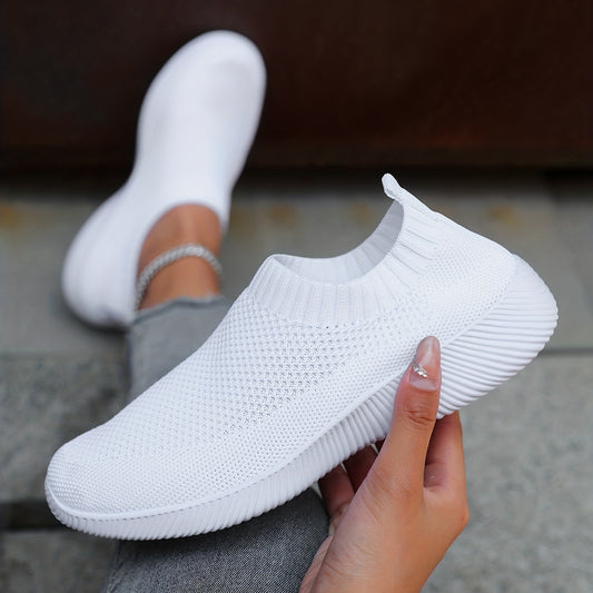 Breathable slip-on outdoor sneakers for women in solid colors, lightweight, and in plus sizes.