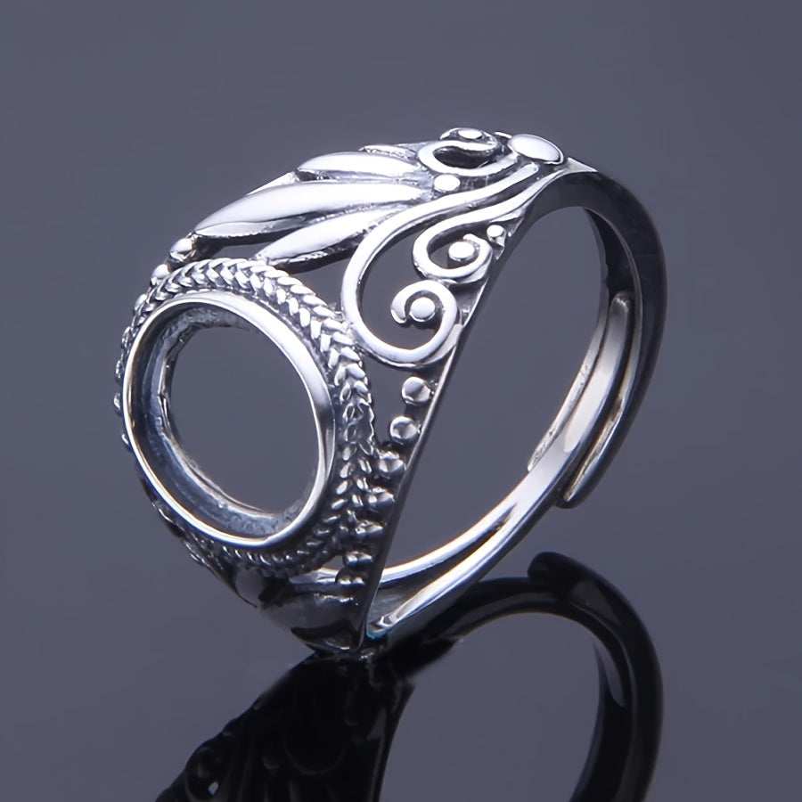 925 STERLING Silver Vintage Tribal Style Semi-Mount Ring Base with No Stone Setting, Ideal for creating Custom DIY Jewelry. Suitable for Daily Wear and Gift-Giving, fits 8*10mm stones. Code: A1287.