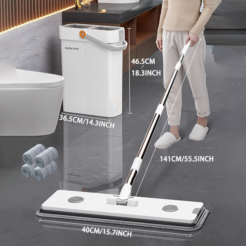 Get your hands on the Joybos Hand-Free Mop, complete with a long pole, large head, and 4 pads for ultimate cleaning convenience. With a flexible rotating 360° design, double wiper, and clothes clamp hole, this plastic and stainless steel mop requires no