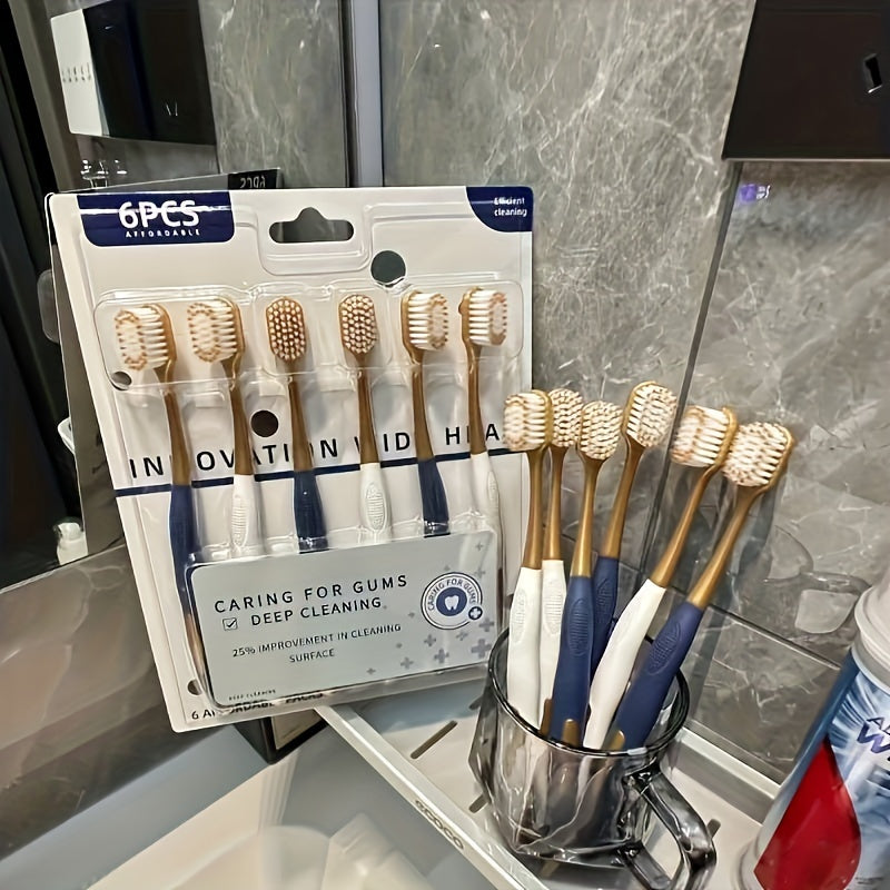 Adult microfiber brush hand toothbrush set with 6 soft brushes.