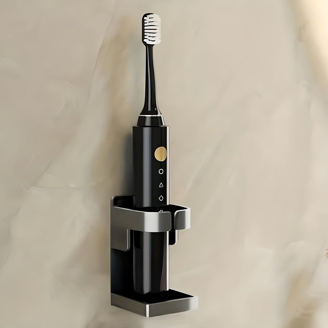 Toilet storage shelf with traceless toothbrush holder for 90% of electric toothbrushes.