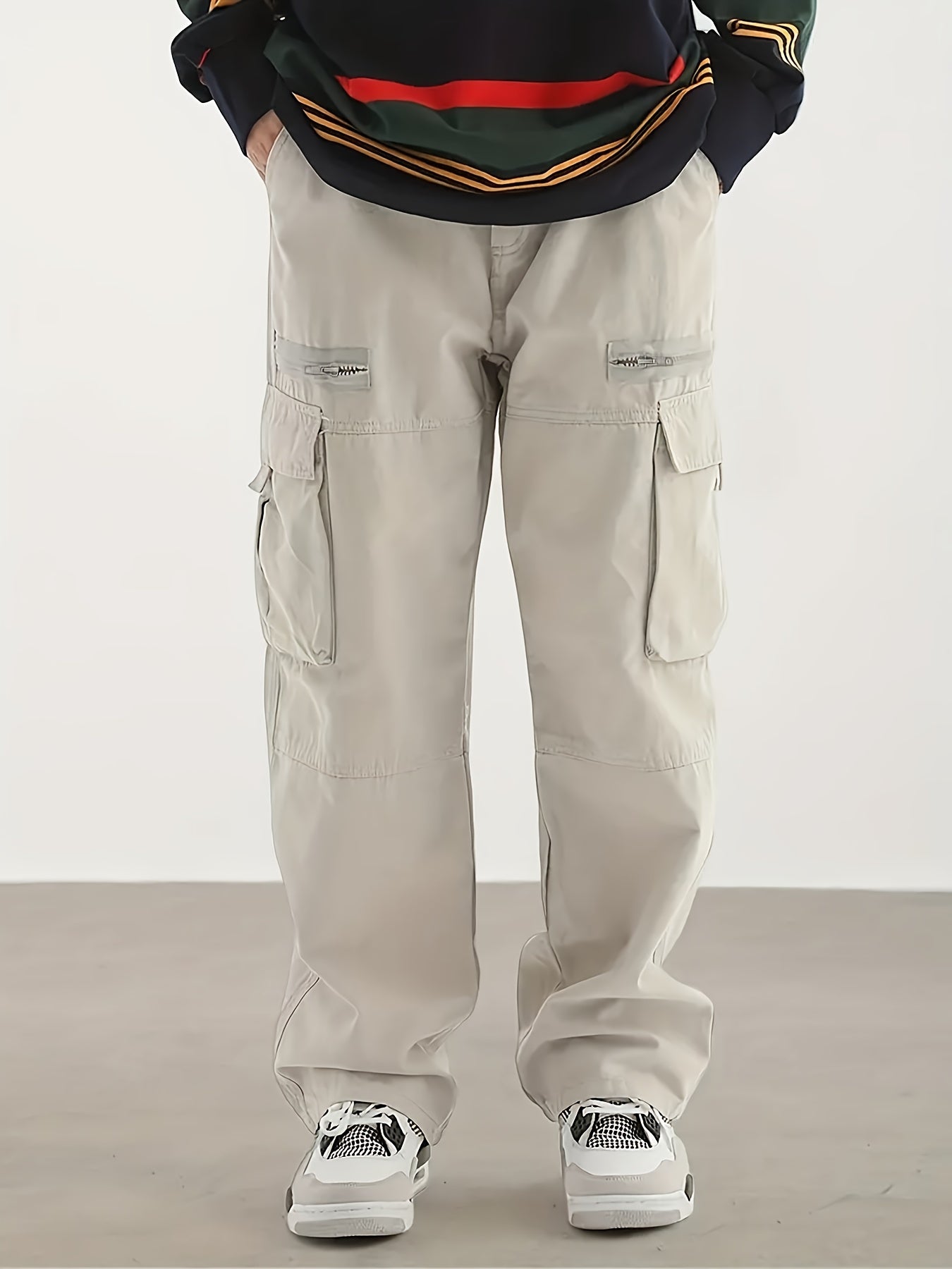 Men's All-Season Loose Fit Cargo Pants with Multiple Pockets