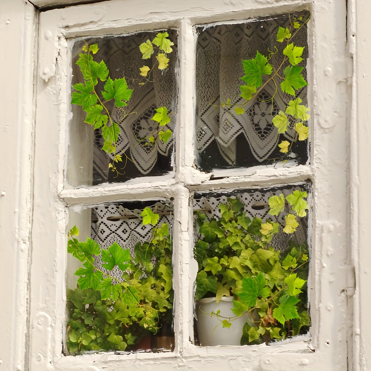 Double-sided 20 Silk Wall Sticker featuring a Simple Maple Leaf Vine design, designed as a Window Sticker. This Static Cling sticker is reusable and made of Polyvinyl chloride material. It has a thickness of 5mil and a Contemporary Style.