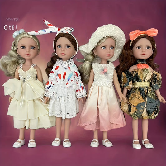 14" BJD doll with removable joints and fashion clothes, perfect gift for kids.