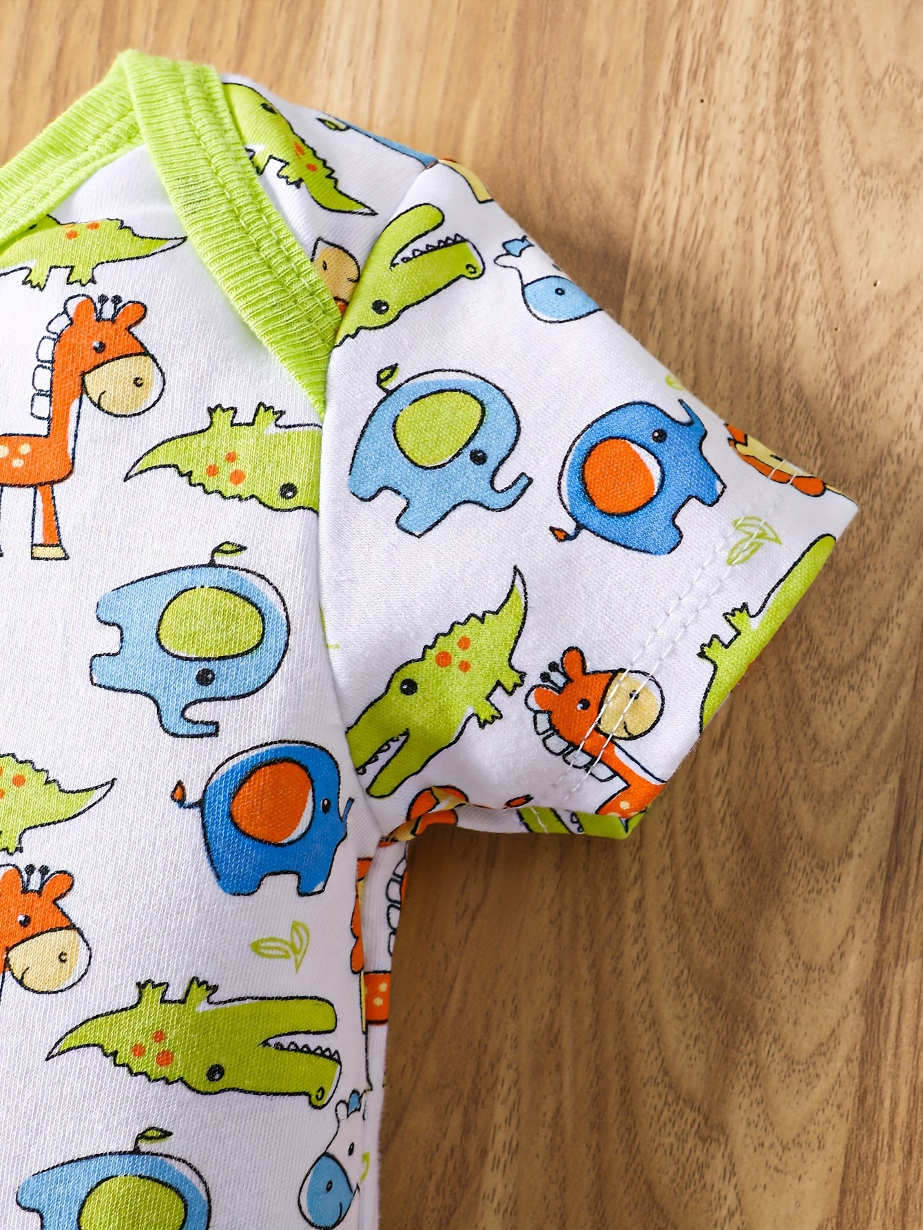 5pcs Baby Boy Cotton Romper Set featuring Cute Animal Patterns & Stripes. Machine washable, Summer-Ready with Round Neckline, Vibrant Colors. Perfect for outdoor activities.