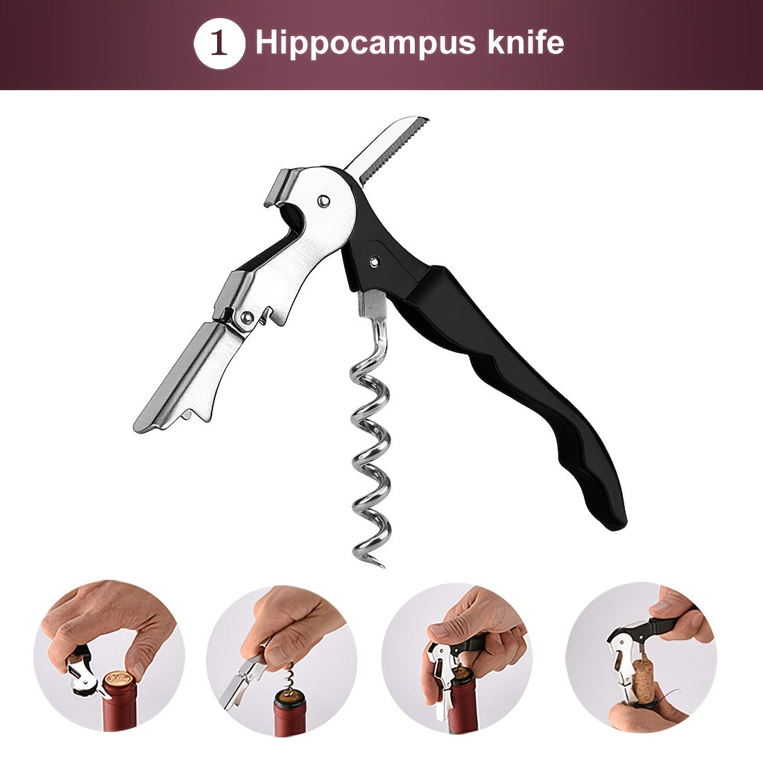 Portable wine opener set: metal and plastic, no electricity needed, perfect for gifting on holidays like Christmas, Valentine's Day, and other special occasions.