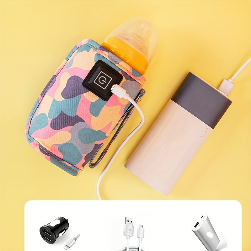 Portable USB bottle warmer for travel, camping, and outdoor adventures. Great for keeping milk formula warm on the go. Can be used in the car, stroller, or at home. The insulated bag keeps bottles warm for nursing. Makes a perfect Easter gift for