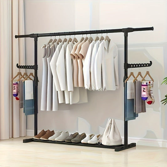 Versatile Metal Clothes Rack, Portable Drying Hanger for Home & Outdoor, Efficient Bedroom Organizer, Simple Assembly, Suitable for Indoor or Outdoor Use, Multipurpose Drying Solutions.