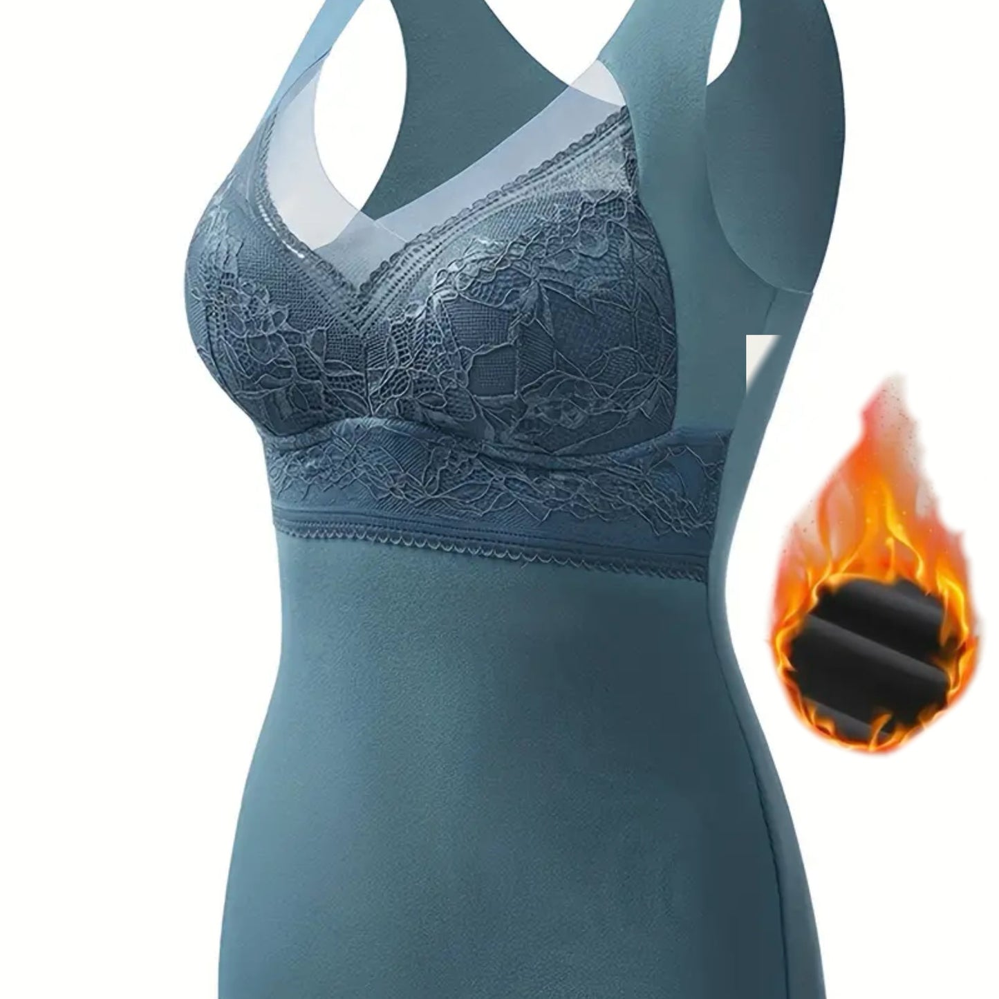 Women's Thermal Fleece-Lined Tank Top with Built-In Padded Bra, Nylon & Spandex Blend