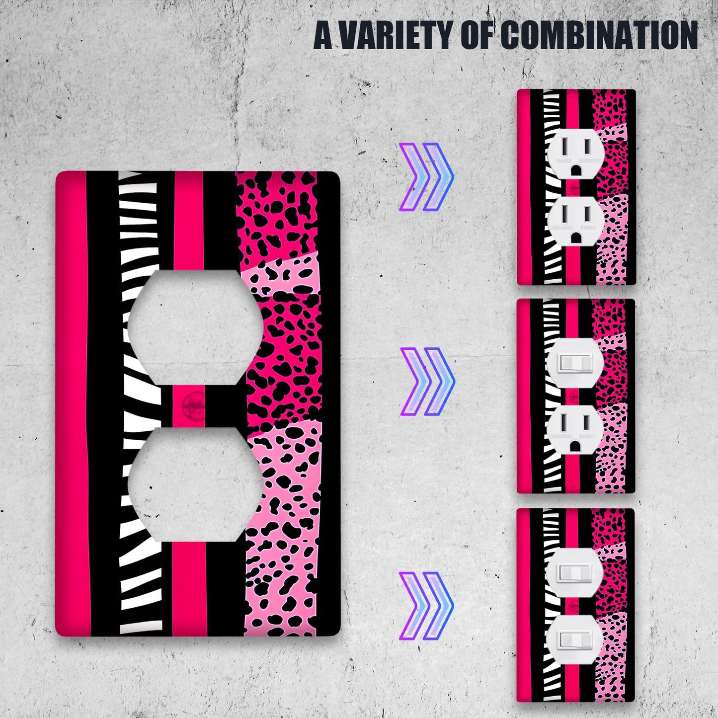 Pink Leopard & Zebra Switch Cover - Decorative Wall Plate for Home Lighting