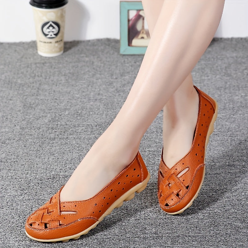 Women's Slip On Flat Shoes with Hollow Out Design, Lightweight and Comfortable