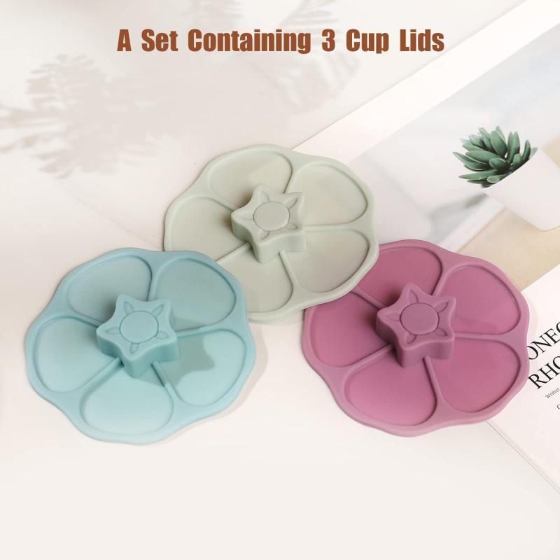 Silicone Cup Lid in the Shape of a Flower - Safe for Food Contact, Leak-Proof, Dust-Proof, Clean Cover for Drinks