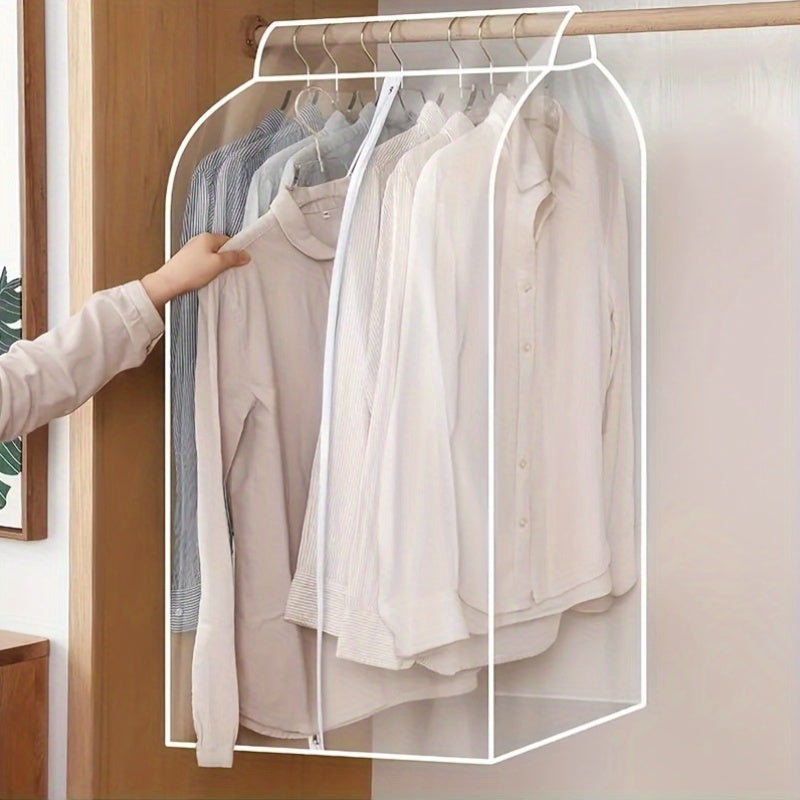 Cover your garments with this transparent dust cover bag featuring a zipper closure. Keep your clothes protected and organized in your closet, bedroom, home, or dorm with this portable wardrobe storage organizer essential for dresses and other clothing