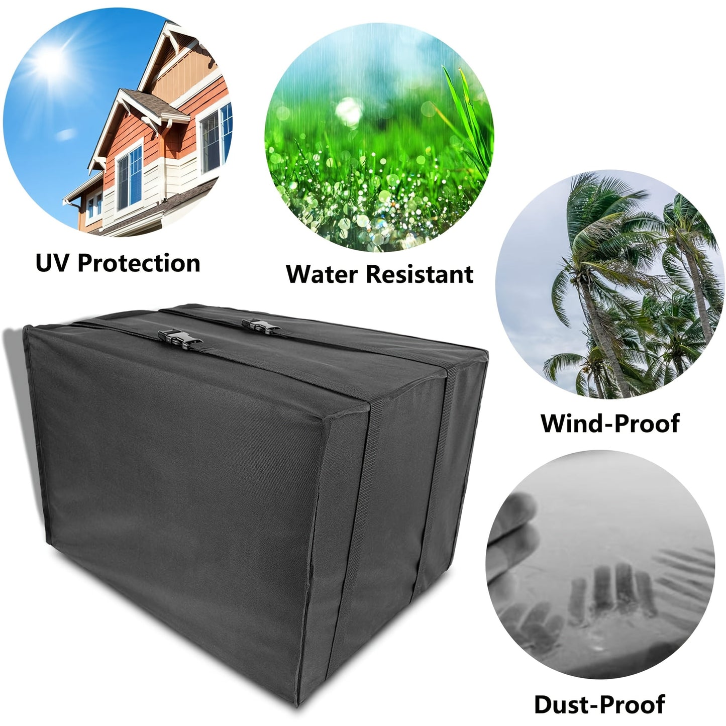 Universal Fit Outdoor Air Conditioning Unit Cover - Waterproof, UV, Dust & Wind Resistant - AC Cover with Adjustable Straps - No Power Required