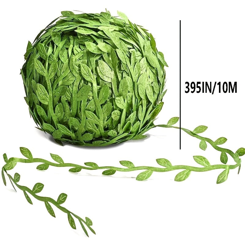 1 piece of 395-inch (10m) green artificial vine for home and party decorations, Mother's Day gift and supplies, party supplies and decor.