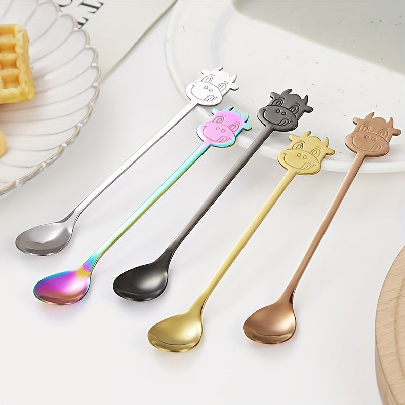 A set of 6 long-handled stainless steel spoons ideal for stirring coffee, iced tea, and ice cream at banquets, restaurants, and cafes.