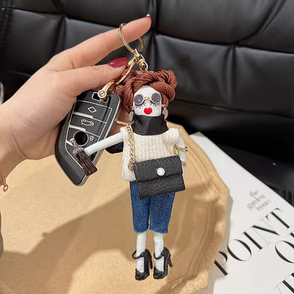 Fashion Doll Keychain Cute Cloth Key Chain Ring Bag Backpack Charm Car Key Pendant - a perfect gift for women for daily use.