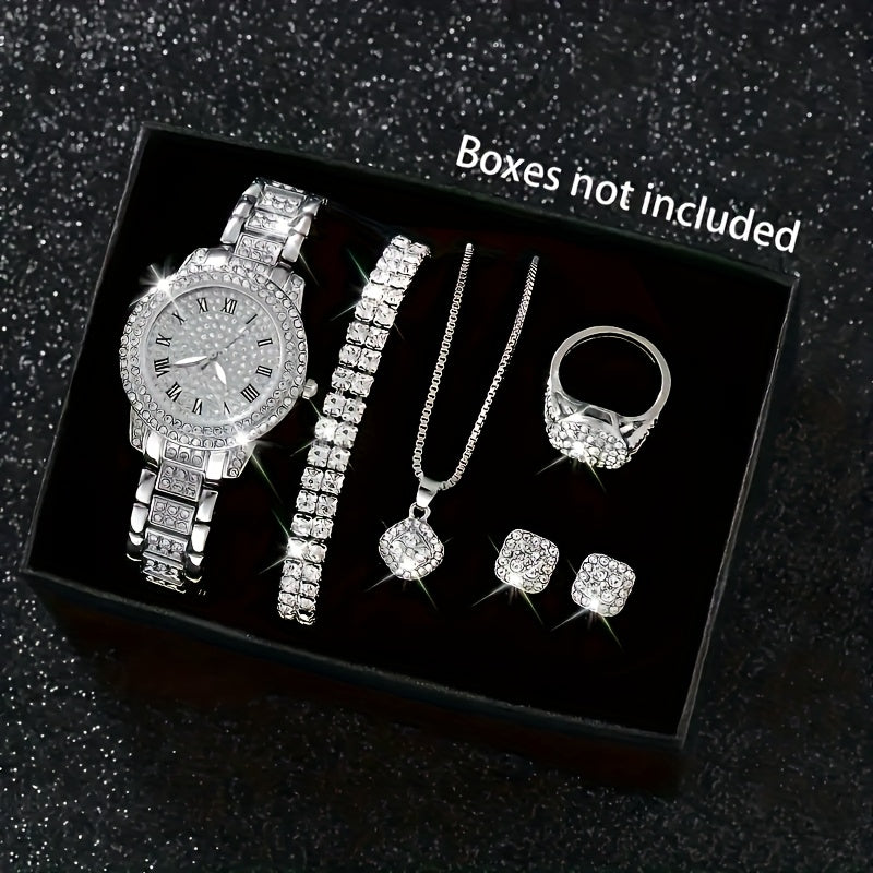 Set of 7 circular water diamond quartz watches with golden hands, dial, and bracelets; perfect gifts for various occasions including Valentine's Day, Easter, Ramadan, birthdays, Mother's