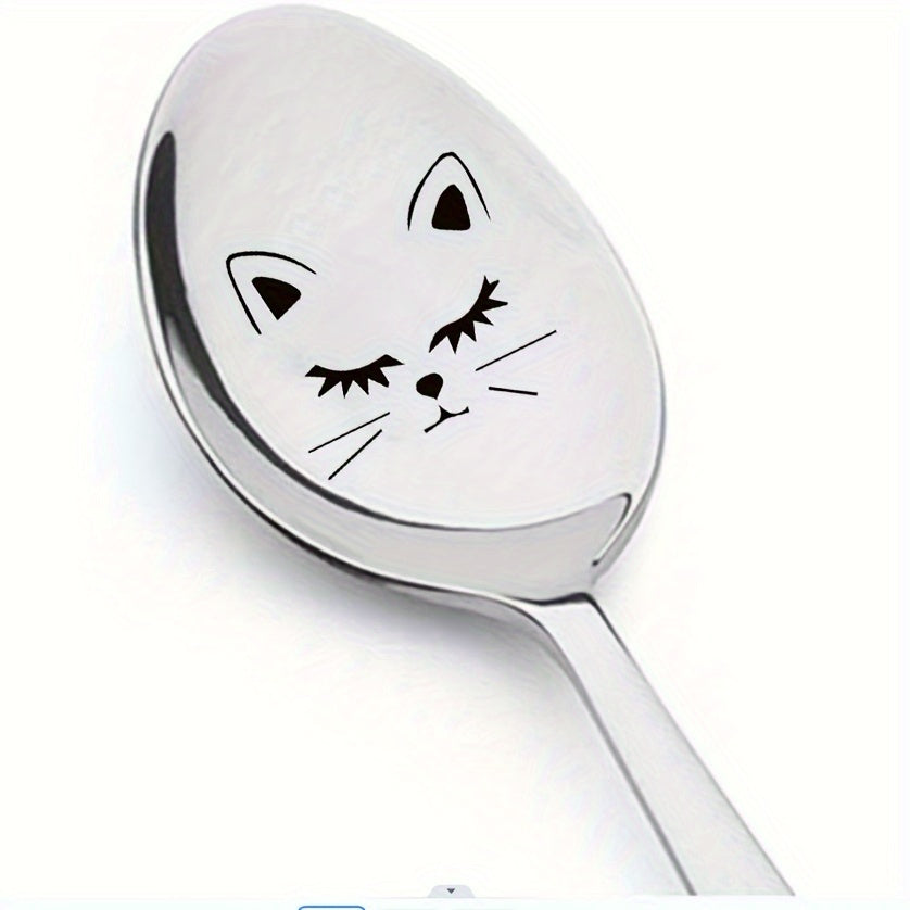 Stainless Steel Spoon Set- Includes 2 Laser Engraved Spoons with Long Handles. Featuring a Playful Cat Design, these Cute Coffee Tea Spoons make a great gift for Men, Women, Friends, Him, or Her. Perfect for Birthdays, Christmas, or any special occasion.