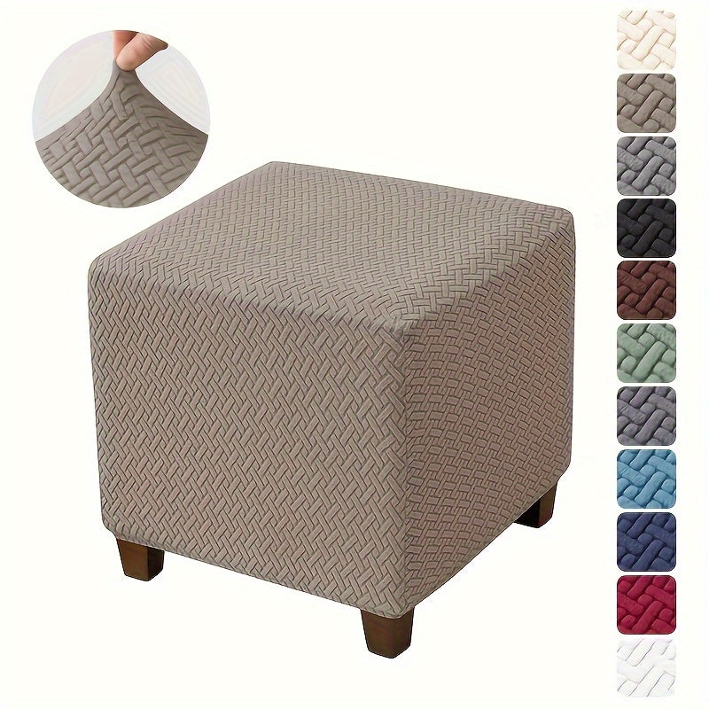 Polyester spandex stool cover with elastic closure, machine washable. Small size.