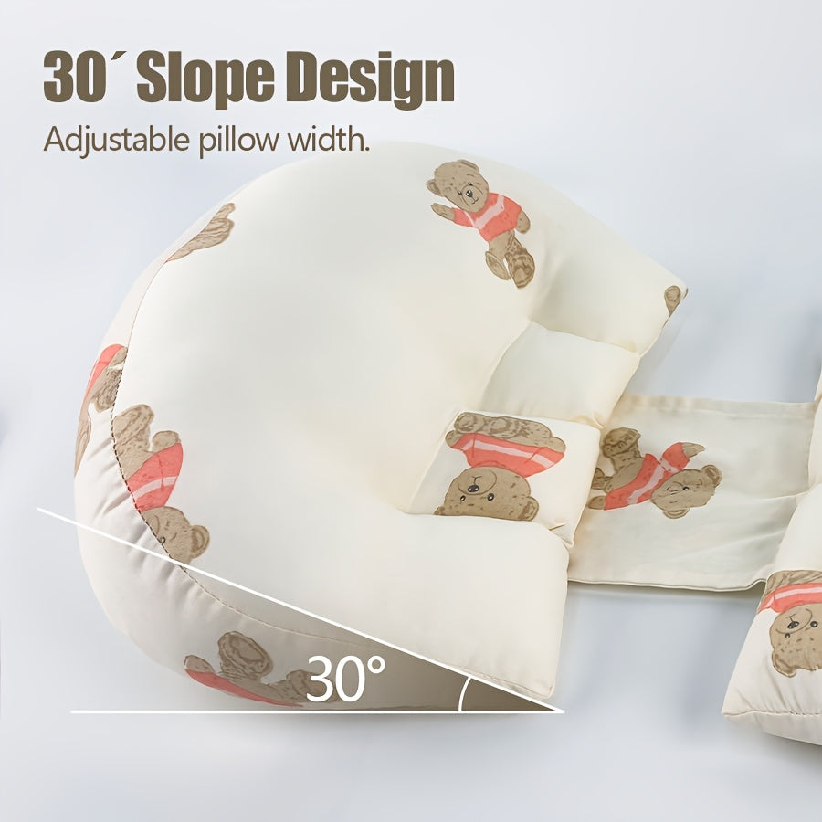 Comfortable U-shaped Pregnancy Pillow with Adjustable Side Sleeping Support and 30° Slope Design, Made of Polyester Fiber for Tummy and Back Comfort