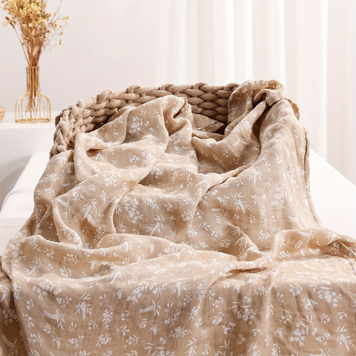 Muslin Blanket made with 70% bamboo and 30% cotton, perfect for soft, skin-friendly bath towel. Ideal for home and travel, great as a gift for Halloween or Christmas.