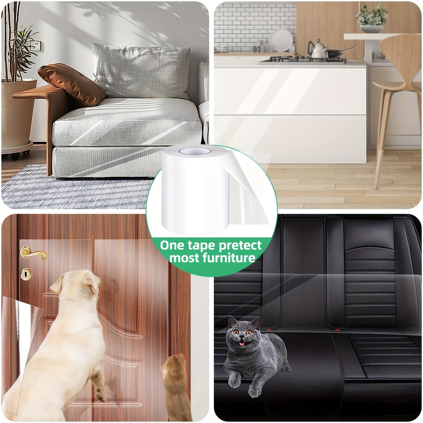 1 roll of clear self-adhesive cat scratch protector for furniture, couch, sofa, wall, and door protection.