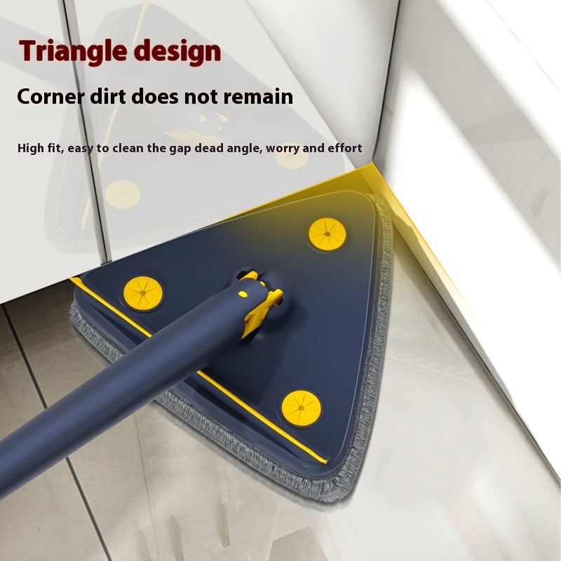 Triangular-shaped Flexible Drill Joint Dust Mop Head with Super Fine Fiber Cloth for Effortless Corner Cleaning