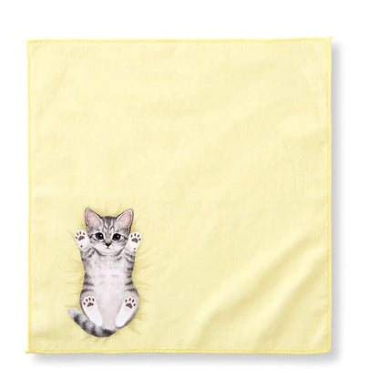 Thanksgiving-themed square towel features cartoon kitty design, ideal for travel and outdoor activities. Lightweight and durable polyester blend, 280G/㎡.