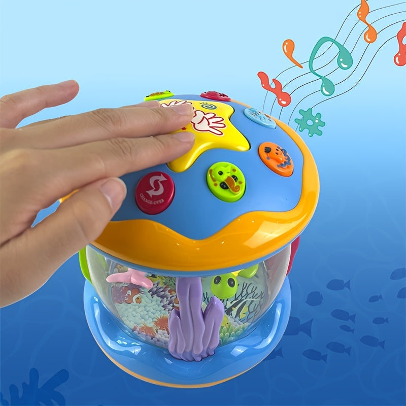 Ocean-Themed Youngsters Drum Kit - Multifunctional with Lights and Sounds, Educational Early Learning Toy for Fun and Development, Made of Durable Plastic in Mixed Colors