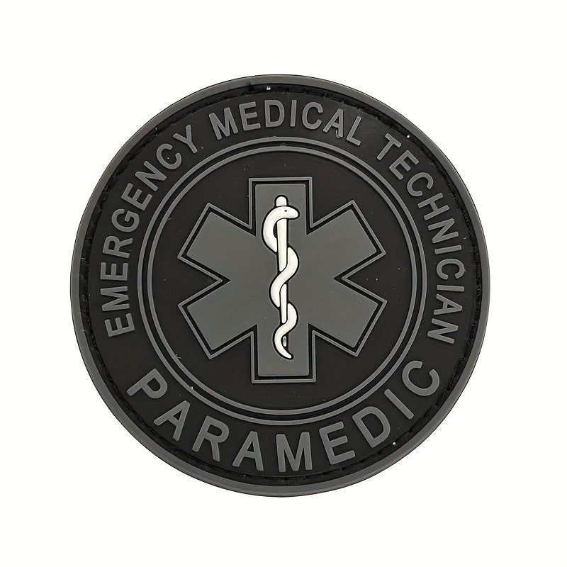 Paramedic PVC Rubber Badge featuring the Star of Life - A soft and durable first aid emblem perfect for attaching to backpacks and clothing.