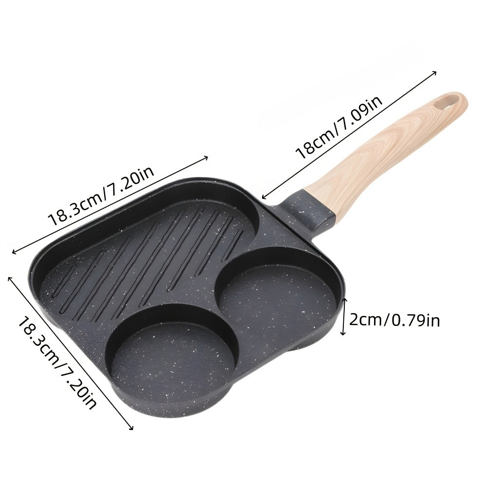 One-piece 3-in-1 Aluminum Breakfast Skillet - Made with BPA-Free Non-Stick Stoneware, This Frying Pan Comes with Multiple Components for Versatile Cooking of Eggs, Steak, and More - No Electricity Required