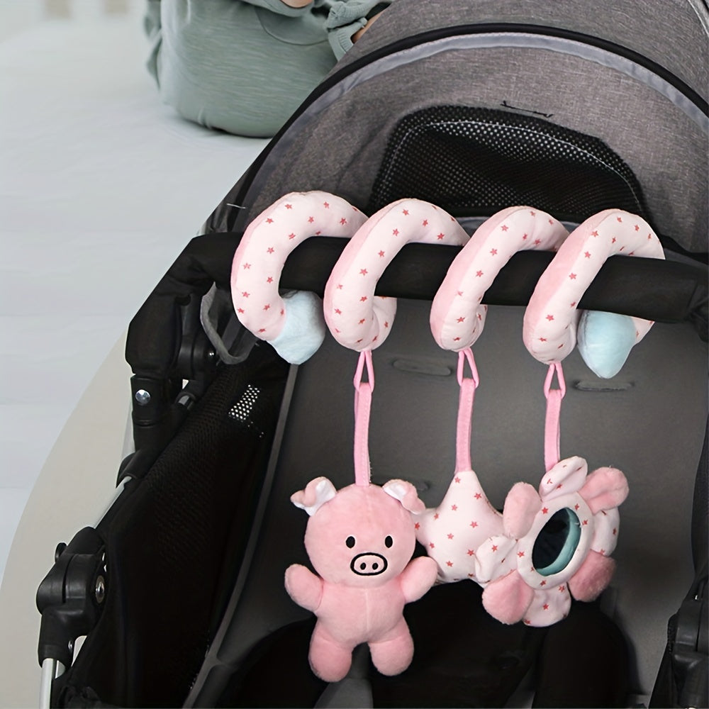 Newborn Plush Activity Toys for Baby - High Contrast Sensory Toy Set for Stroller and Car Seat - Cute Spiral Hanging Toys for Bed, Bassinet, Crib, and Baby Carrier - Perfect Gifts for Infant Girls and Boys Ages 0-12 Months