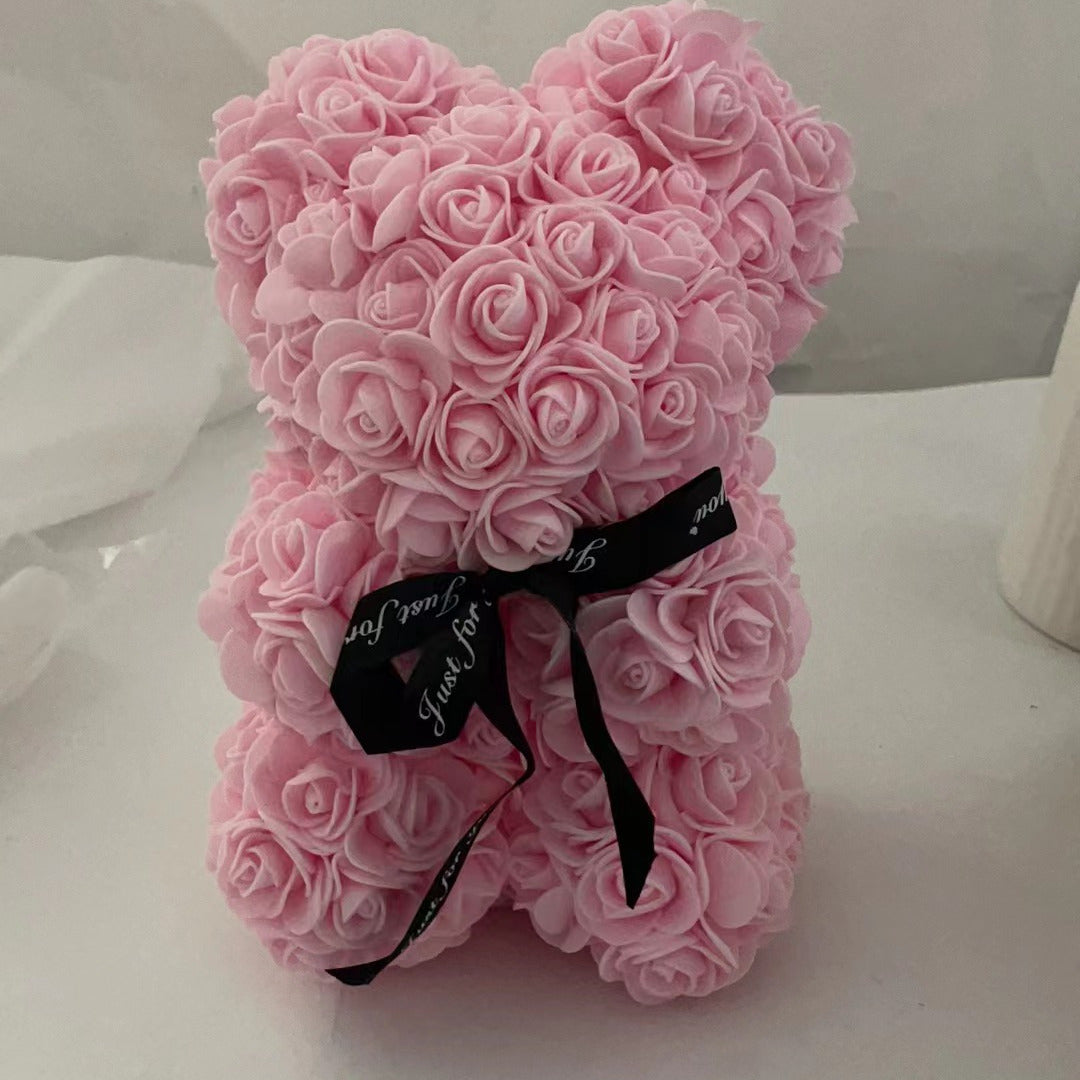 Rose bear made of foam flowers, perfect for Valentine's Day, Mother's Day, anniversaries, weddings. Size: 16.99*22.99cm. Great gift for birthdays.