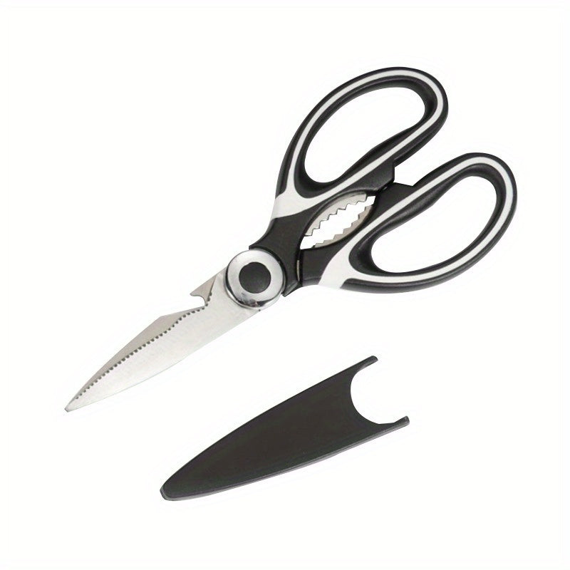 1 piece of Kitchen Scissors, including Poultry Shears, Kitchen Shears, Kitchen Fish Bone Scissors. Made of Multifunctional Stainless Steel, perfect for cutting Duck, Fish, and Chicken Bones. Also includes Food Scissors, Kitchen Meat Scissors, Nut Opener