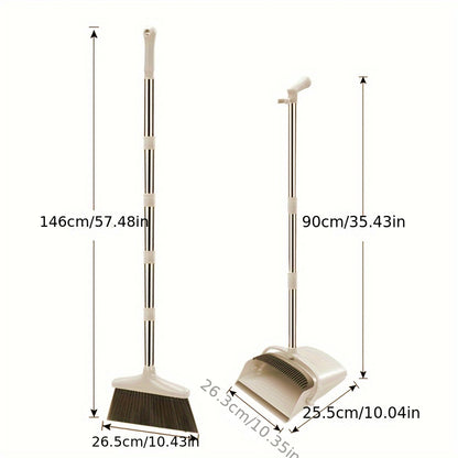 1 Set of Household Broom and Dustpan with Long Handle, Creative Dustpan with Comb Tooth for Pet Hair Removal, Floor Cleaning Tool for Home Office School Dorm, Cleaning Supplies and Gadgets.