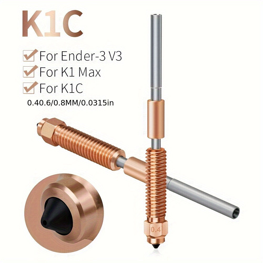 Durable steel K1C Quick-Release Nozzle Kit for 3D printers, compatible with Ender3v3/K1Max/K1C.