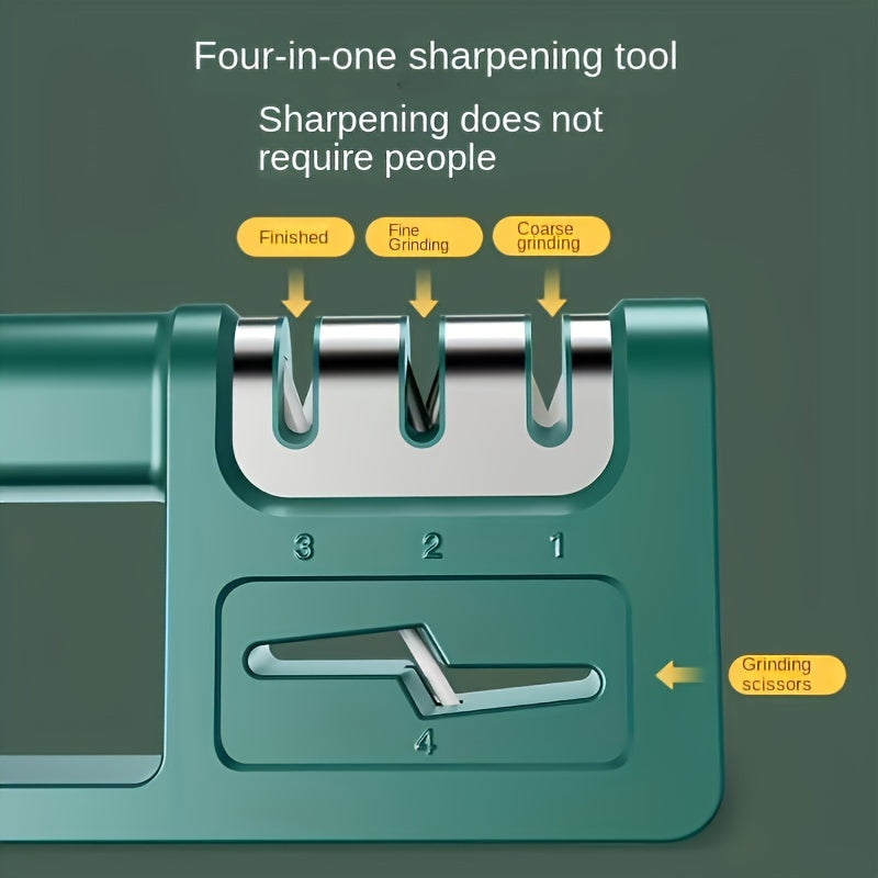 Бестселлер 4-в-1 Алмазный Ножевой Точильщик - Универсальный Ручной Точильщик для Кухонных Ножей, Ножниц и Не Только - Не Требует Электричества, Идеален для Домашнего Использования и Ухода за Лезвиями