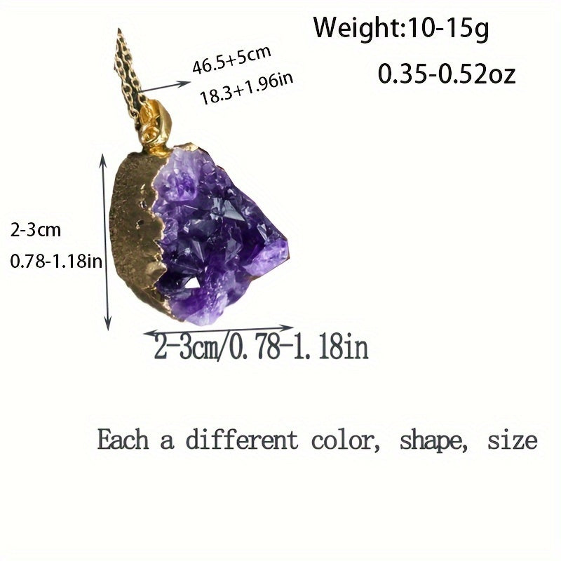 Elegant Amethyst Crystal Pendant Necklace in Luxurious 18K Gold Plating - Sophisticated and Chic Style, Featuring a Natural Rock Crystal Charm, Great for Special Occasions and Getaways - Perfect Gift for Festive Events and Memorable Moments (1PC)