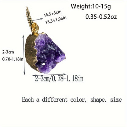 Elegant Amethyst Crystal Pendant Necklace in Luxurious 18K Gold Plating - Sophisticated and Chic Style, Featuring a Natural Rock Crystal Charm, Great for Special Occasions and Getaways - Perfect Gift for Festive Events and Memorable Moments (1PC)