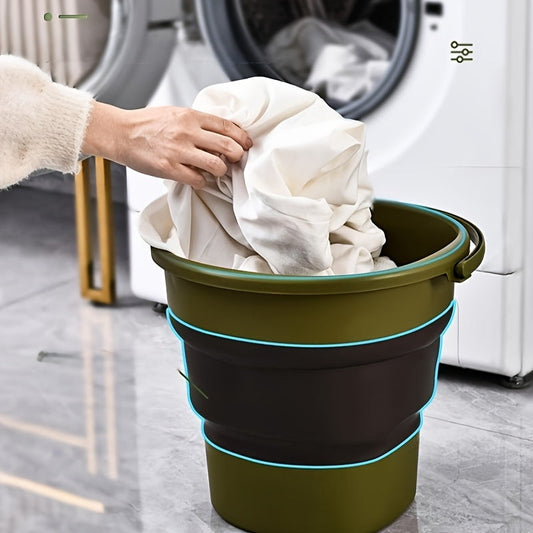 This portable folding water bucket is a convenient solution for storing cleaning supplies and household tools. Its space-saving foldable design makes it easy to store and allows for multiple uses.