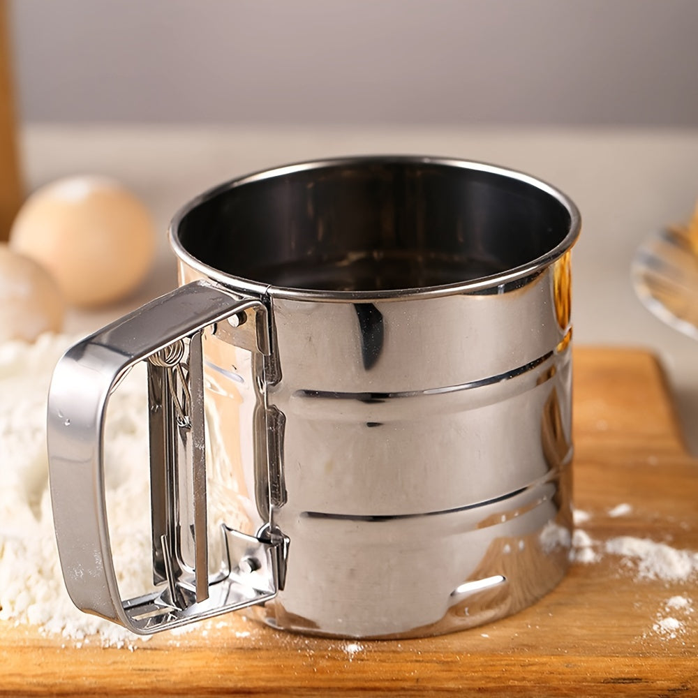 Essential Kitchen Tool: Double-Layer Fine Mesh Stainless Steel Handheld Flour Sifter for Baking and Cooking