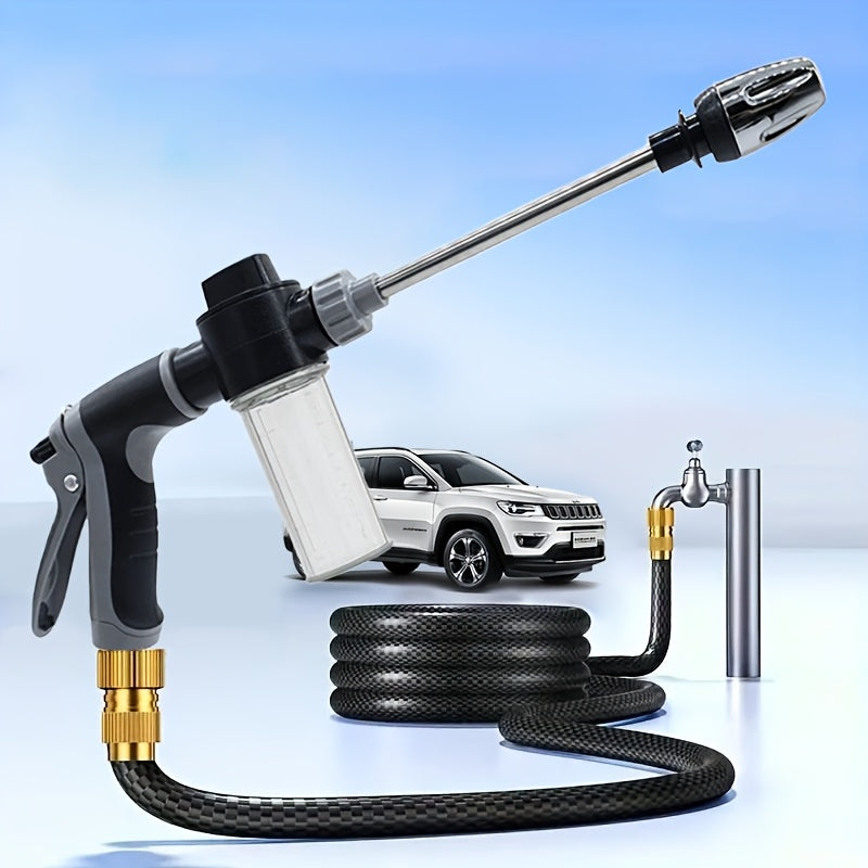 High-pressure car wash water gun for external cleaning of RV, foam kettle cleaning, garden hose nozzle, garden shower, multifunction watering tool for powerful cleaning.