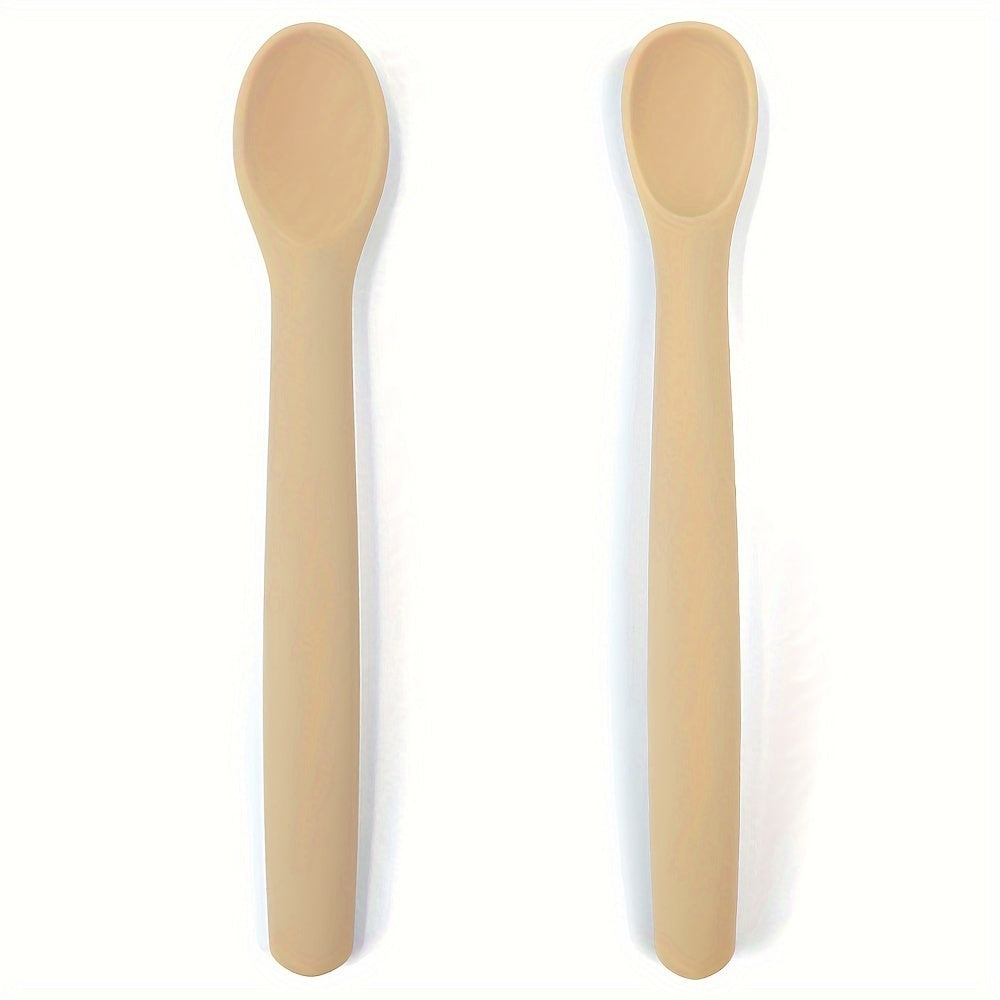 Set of 2 Silicone Feeding Spoons with Soft Tips and Bendable Design for Easy Training, Exceptionally Durable and Chew-Resistant